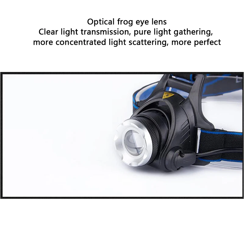 Krachtige Led Koplamp Dc Opladen Koplamp Waterdichte Koplamp Gebruik 18650 Batterij Zoombare Koplamp Voor Kamperen