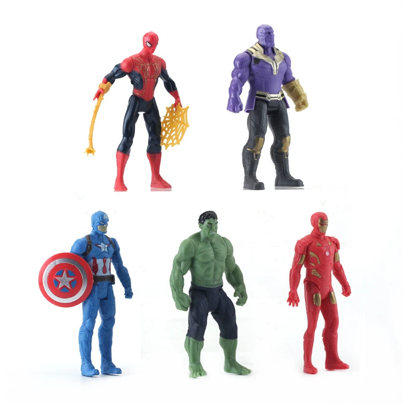 5pcs Spiderman Hulk Ironman Figures model Toys Set Kids Anime Action toy decorate Avengers Movie Movabl Dolls Gifts for Children