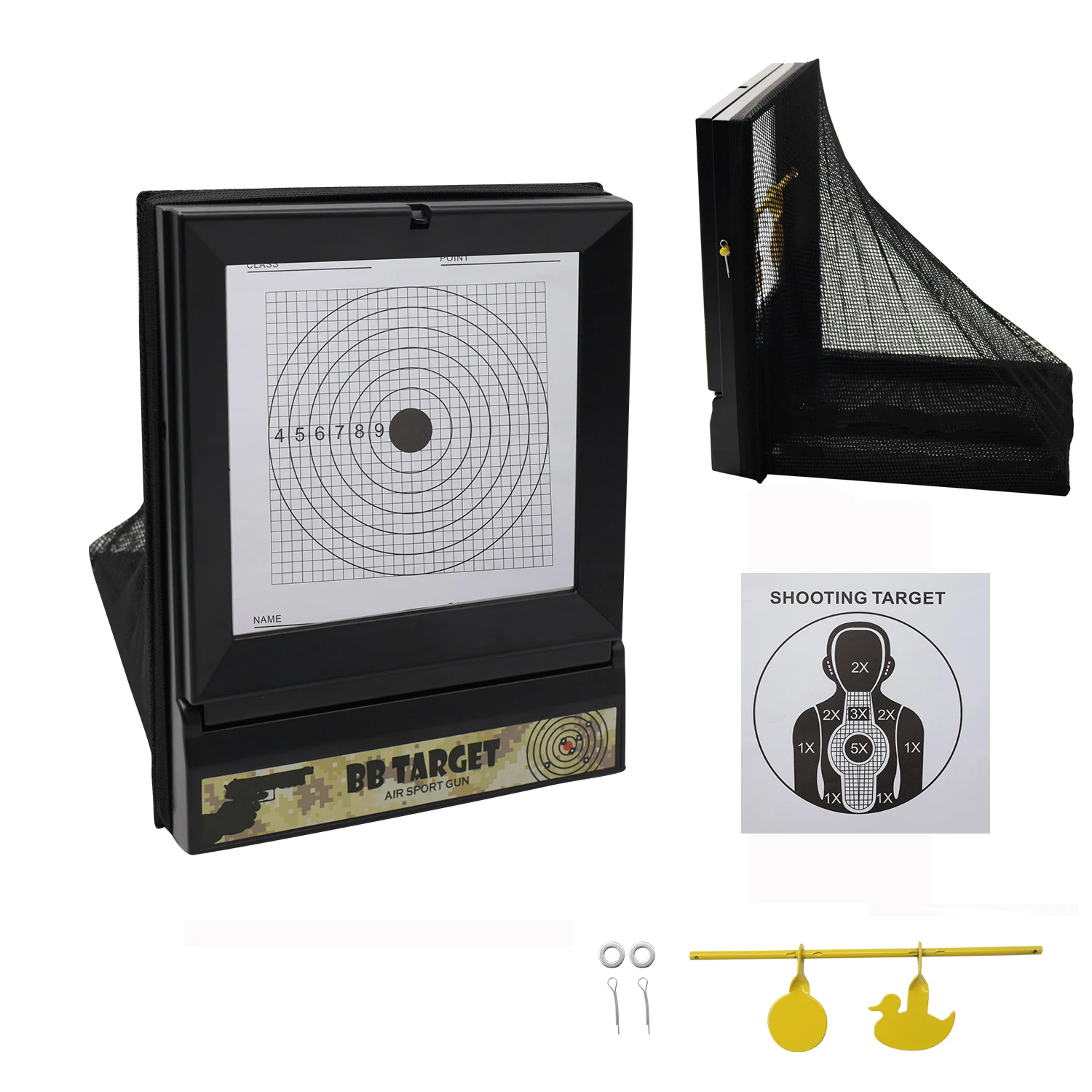 

Slingshot Shooting Practice Multi-function Target Box Foldable Storage Portable Mesh Bag Target Box With Metal Target