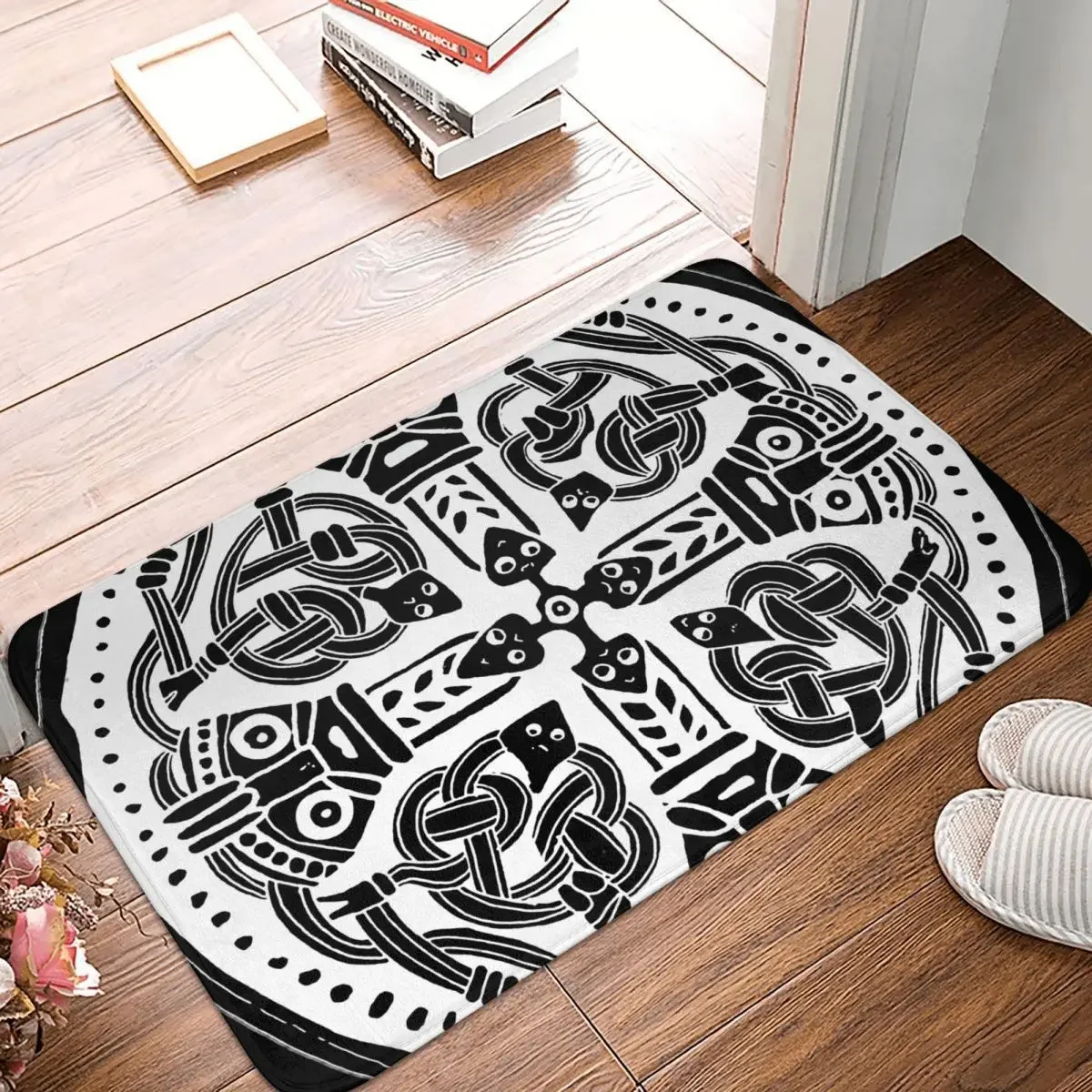 Viking Valhalla Non-slip Doormat Vintage Swedish Brooch Tenth Century Carpet Bath Kitchen Mat Outdoor Flannel Decorative