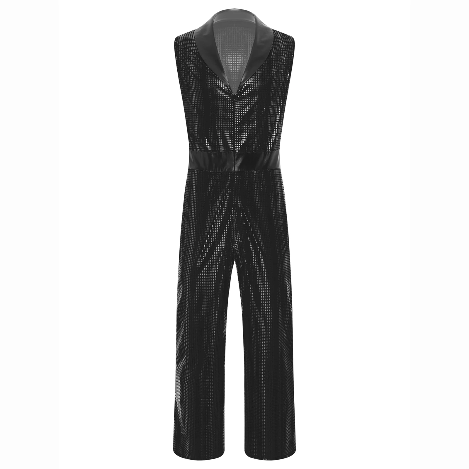 

Men's 1920s Retro Disco Ballroom Waltz Dancing Jumpsuit Metallic Shine Sleeveless V-Neck Costume for Glam Rock Party Outfit