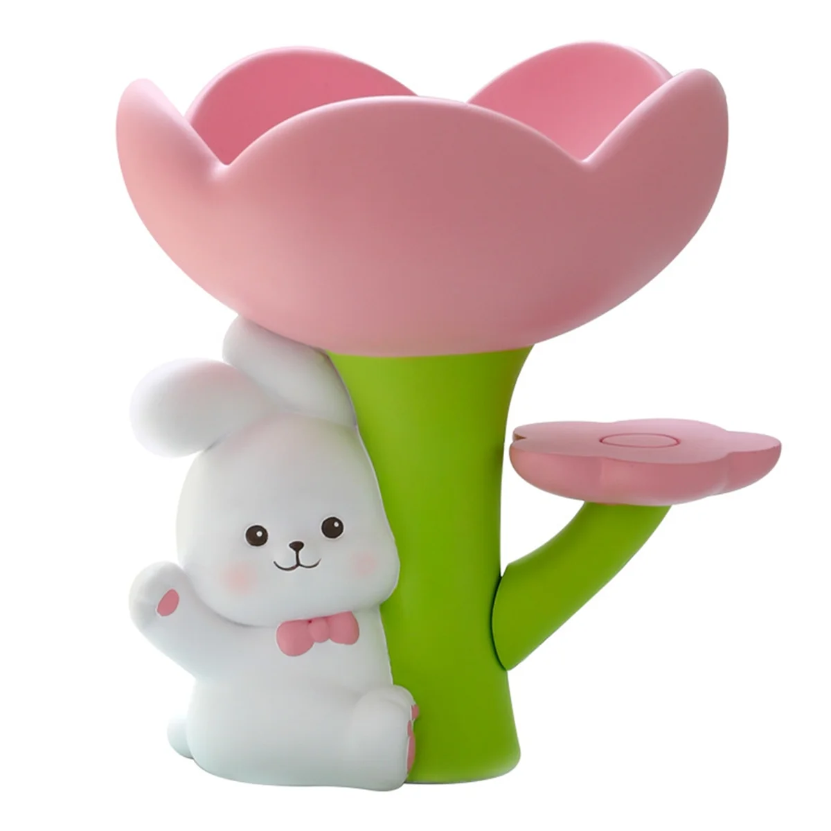 Cute Bunny Flower Entrance Key Storage Tray Household Decor Rabbit Statue Jewelry Bowl Animal Key Holder Desk Tray