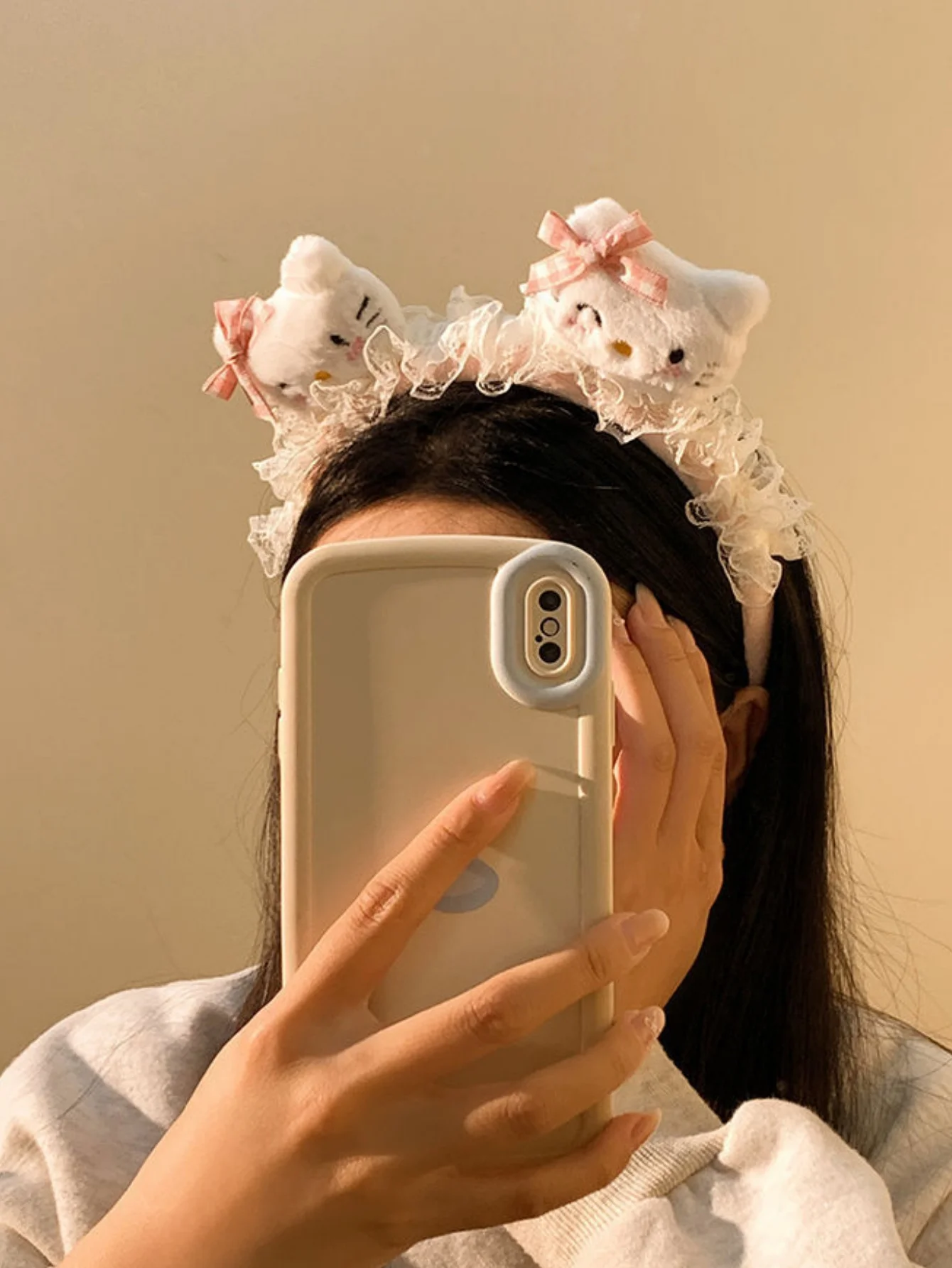 1pc hellokittyes laço guarnição bonito bandana novo outono e inverno dos desenhos animados rosto lavagem e maquiagem liberação bandana cabelo