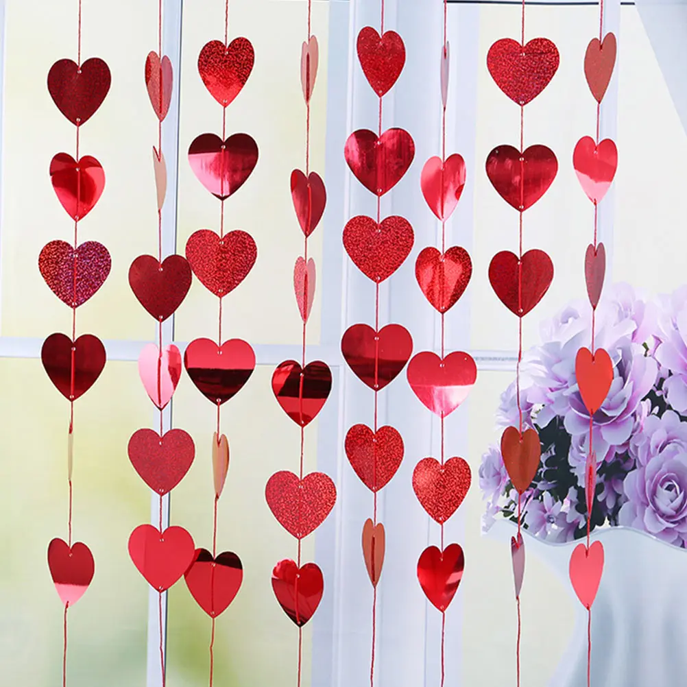 

12pcs Decor Romantic Valentine Hanging PVC Hearts Decorative Pvc Heart String Festival DIY Valentine Pendant Party Decoration