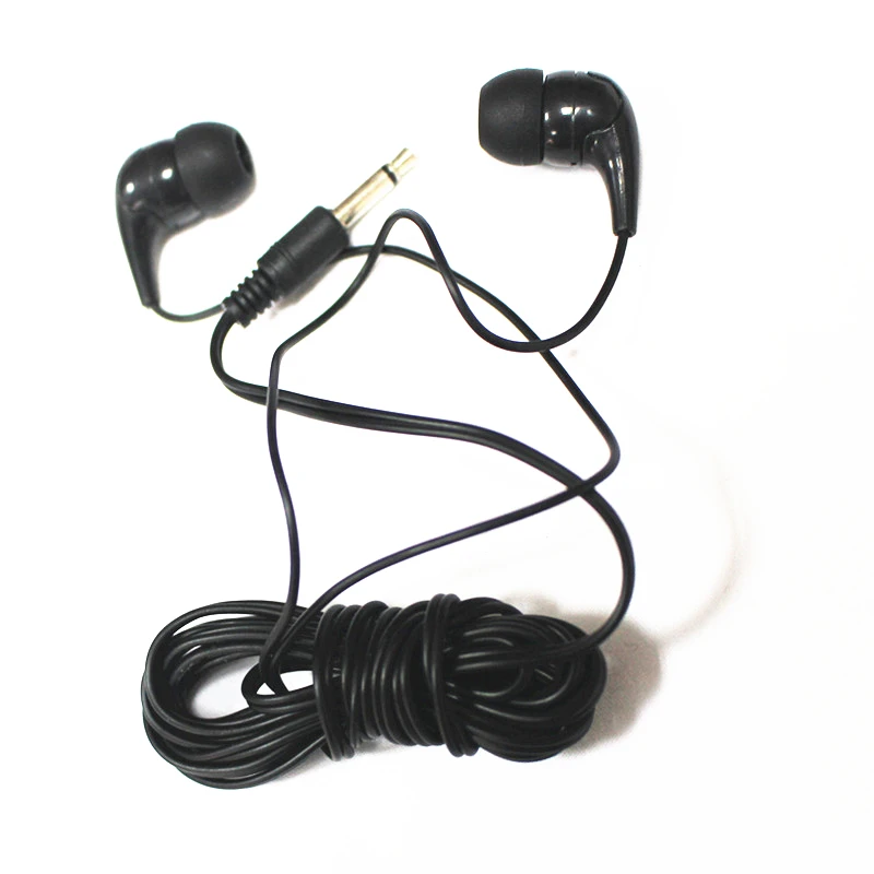 Cheapest mono earphone disposable earbud with 1.8 meter cord 2pcs/ lot free shipping by post