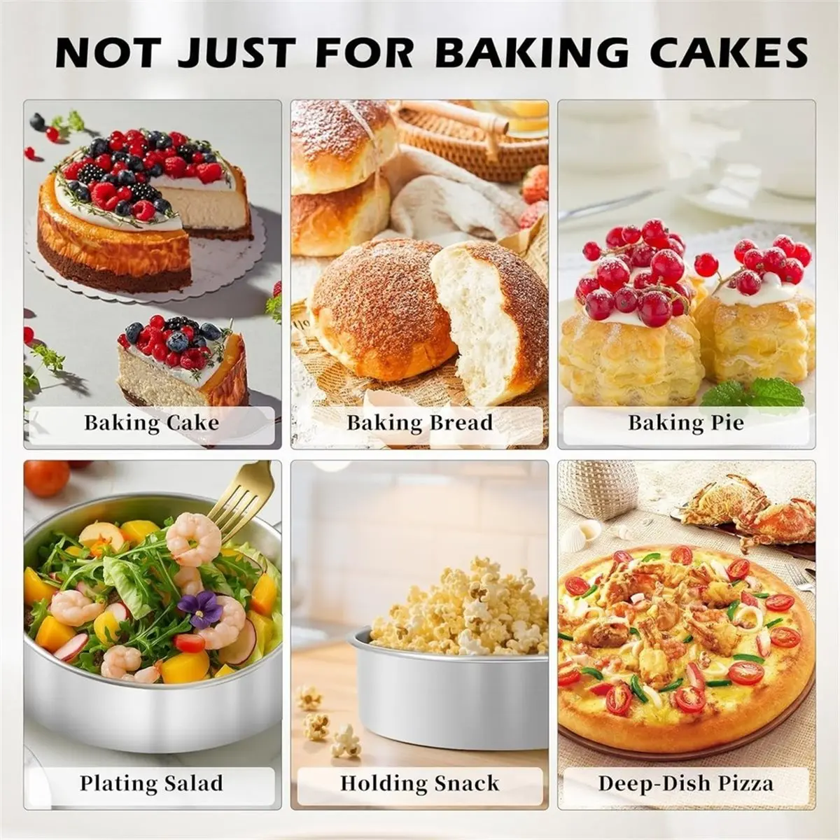 Home Tool 8 Inch Cake Pan - 3PCS Stainless Steel Round Layer Cake Baking Pans with 100 PCS Parchment Paper, Round Bakeware
