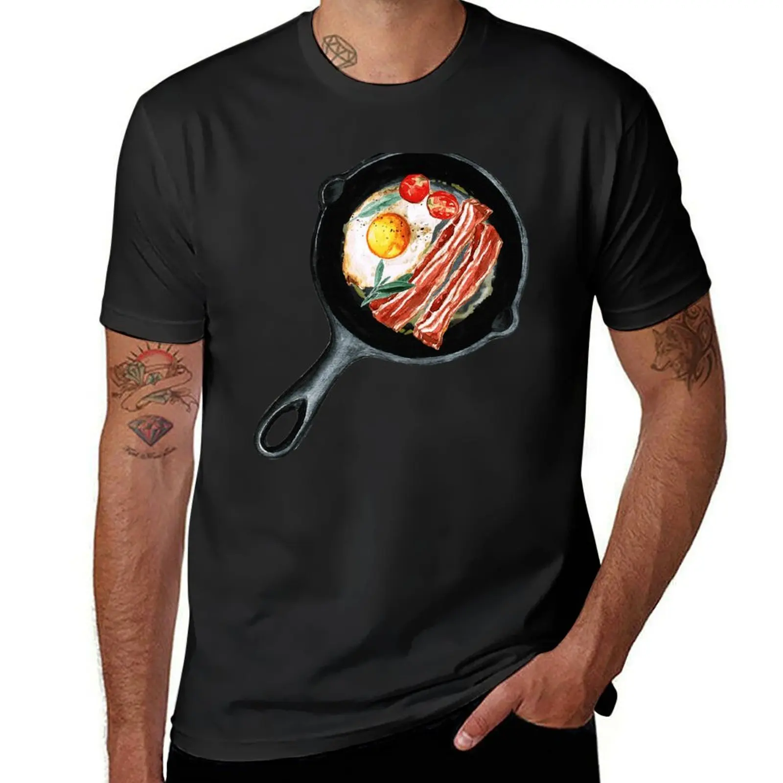 

Breakfast Pan of Bacons, Egg and Tomatoes T-Shirt korean fashion boys whites animal prinfor boys mens big and tall t shirts