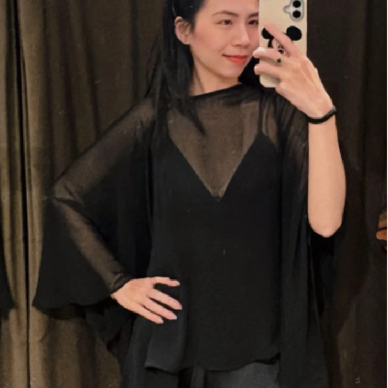 Elegant Satin Stacked Short Dress Women V Neck Adjustable Spaghetti Strap Spliting Sheer Smock 2025 NEW See Through Lady Dresses