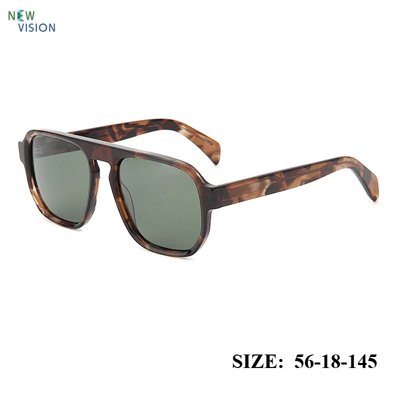 

New Fashionable Men Square Sunglasses Personalized Retro Luxury Large Frame UV Resistant Acetate Sun Glasses for Women Polarized