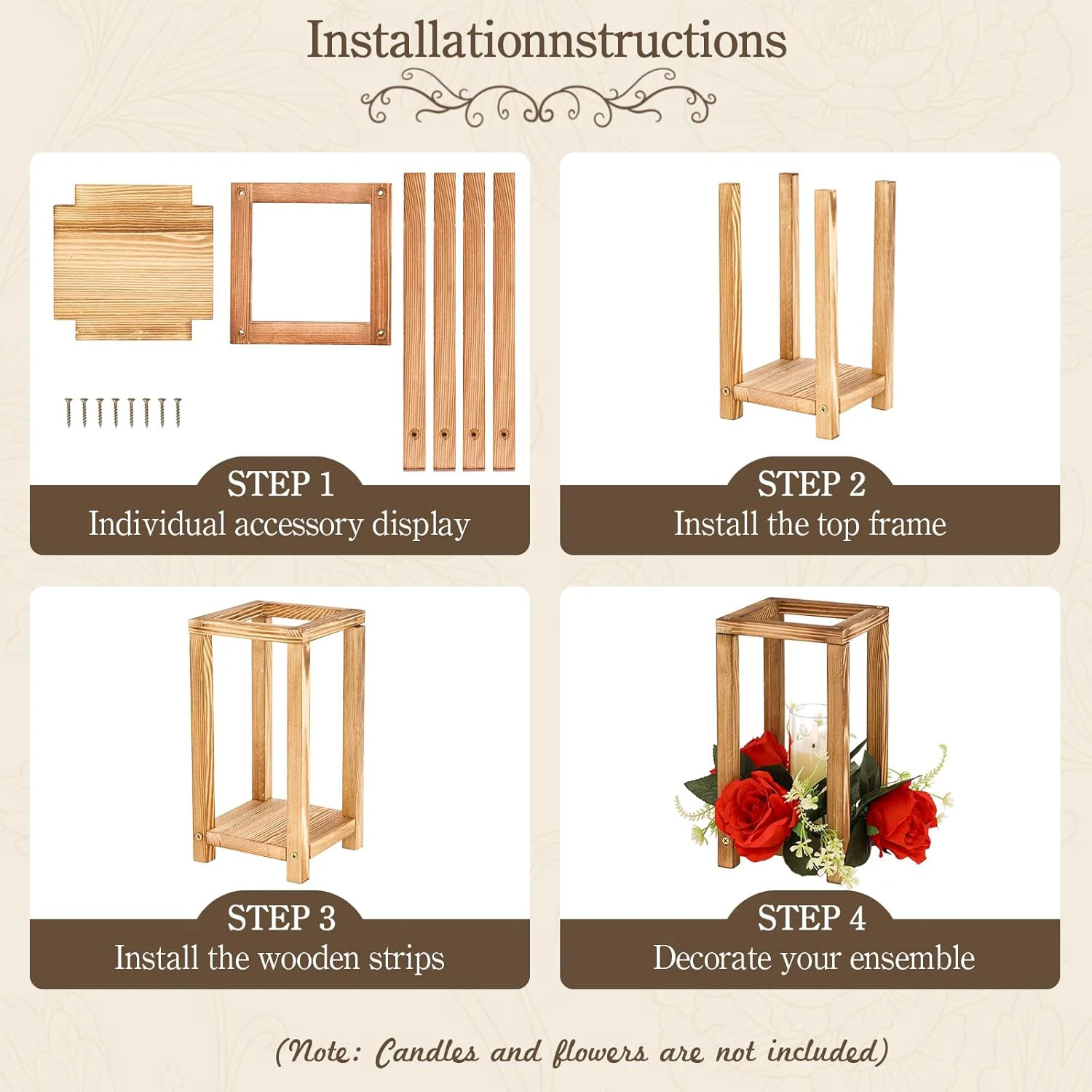 قطعة واحدة من حاملات فانوس الزفاف الخشبية، حامل فانوس الشموع لتزيين حفلات الزفاف والمدفأة وحفلات الطعام
