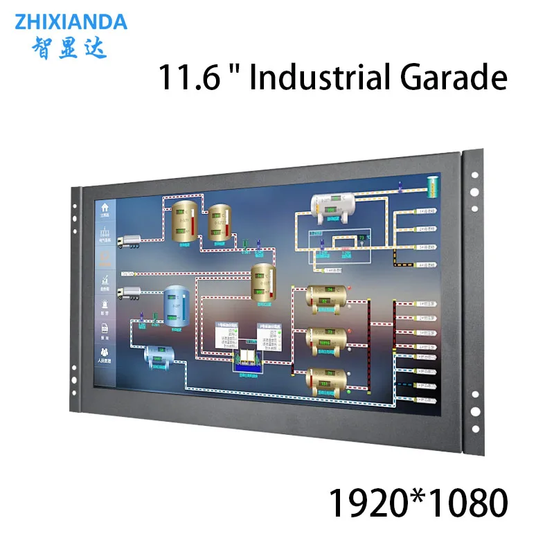 exposicao industrial do monitor do quadro aberto tela de toque de metal ips vesa hdmi vga 116 1920x1080 preco de fabrica 01