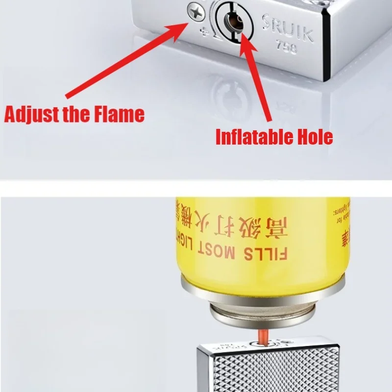 New Cigar Lighter Dual-fire Electroplating Process Inflatable Igniters Metal Windproof Cigarettes Lighters & Smoking Accessories