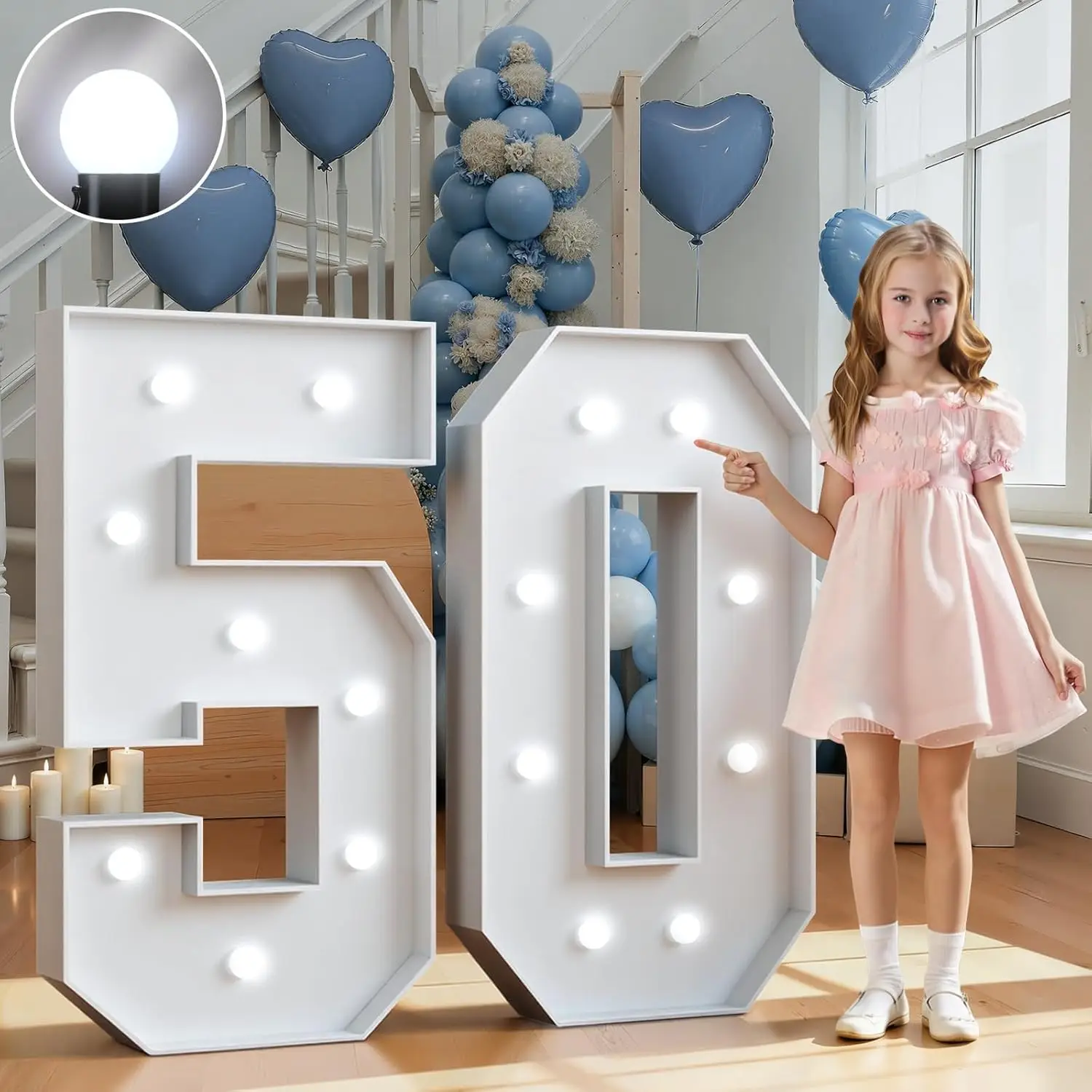 

Светящиеся цифры-вывески высотой 3 фута для украшения вечеринки в честь 50-летия, белая табличка для декора на годовщину