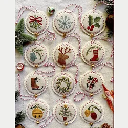 Hand Embroidery Christmas Ornaments Kit Christmas Ornaments Decor Fabric Sewing Tool Embroidery Kits For Beginners