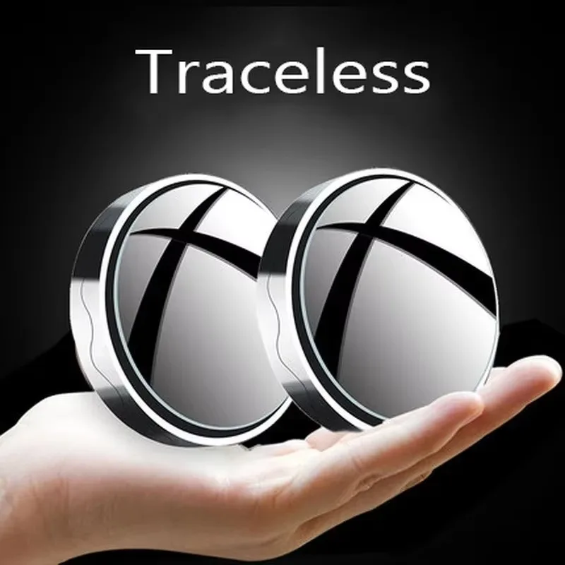 2pcs New convex mounted auxiliary rear-view mirror 360 degree rotation wide-angle round frame blind spot accessory image 4