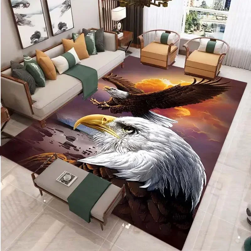 3D Eagle Pattern Carpet for Door Floor Mat Kitchen Rugs, Vintage Living Room Bedroom Bathroom Office Area Rugs Home Decoration
