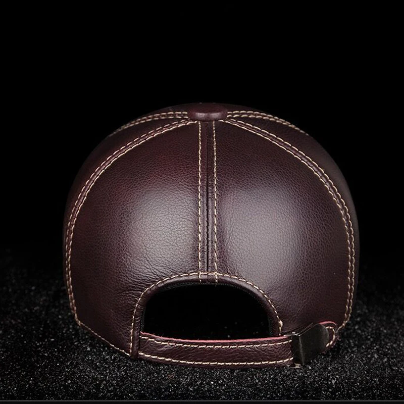 New Male Genuine Leather Baseball Caps Outdoor Hockey Golf Fishing Gorras Black/Brown Trucker Hat For Man Cowhide Adjustable