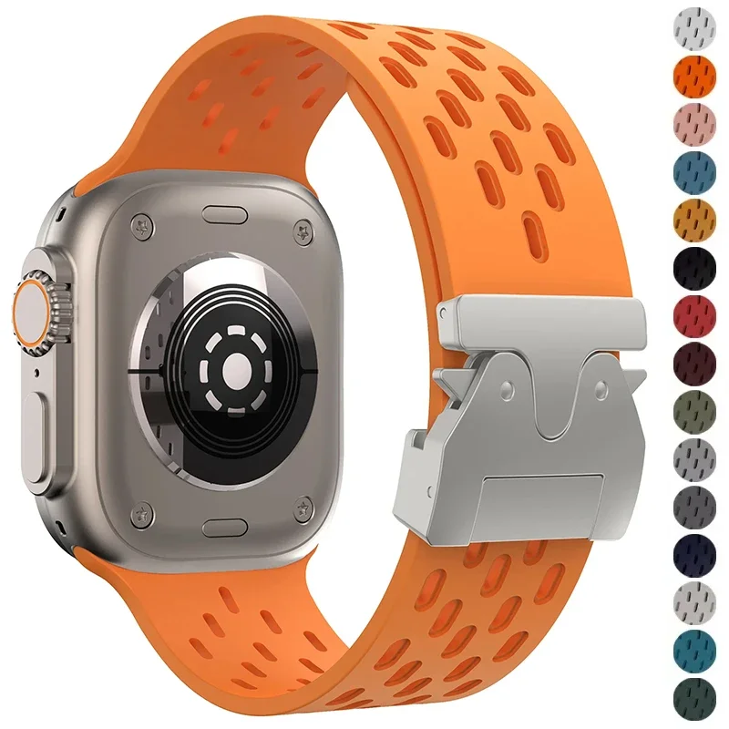 حزام سيليكون للتنفس لساعة أبل باند 10 46 ملم 44 45 42 ملم كوريا لسلسلة IWatch 10 9 8 7 6 5 4 SE Ultra 2 49 ملم سوار