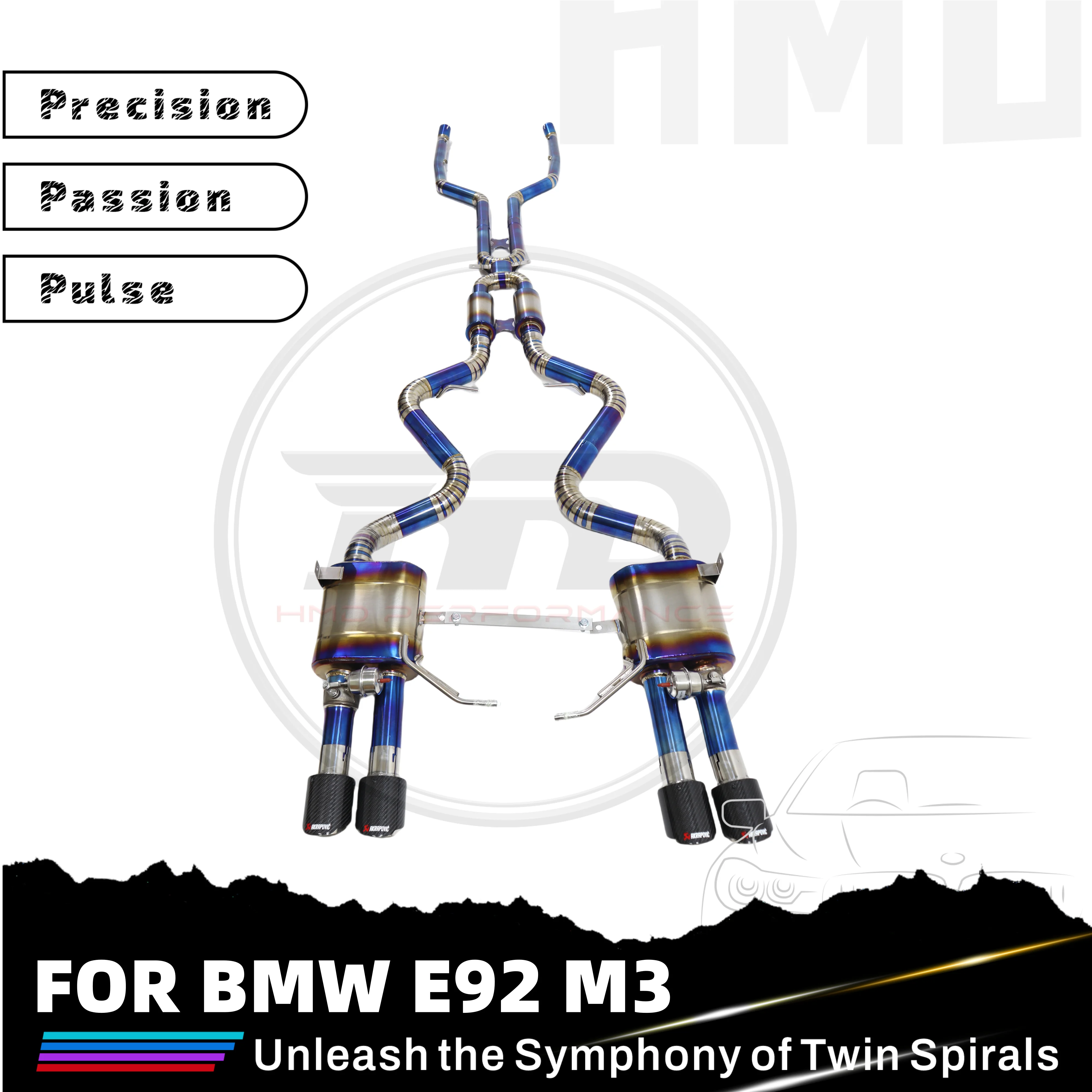 HMD Hot Sales TC4 Catback-uitlaat voor BMW M3 E92 met elektronische klepuitlaat Gelijke lengtepijp