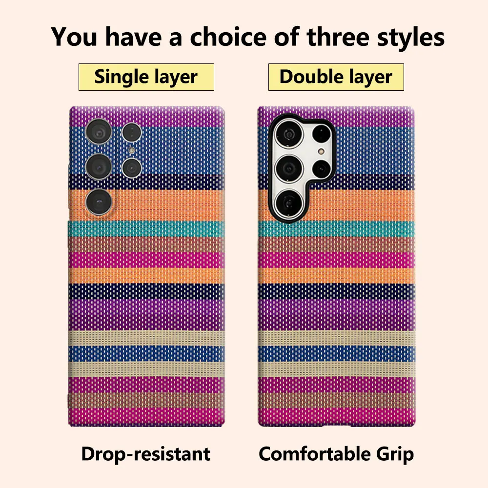 colorful woven stripe Luxury Fashion Full Lens Protective Case for Samsung Galaxy S26 S25 S24 A56 A36 Plus Ultra