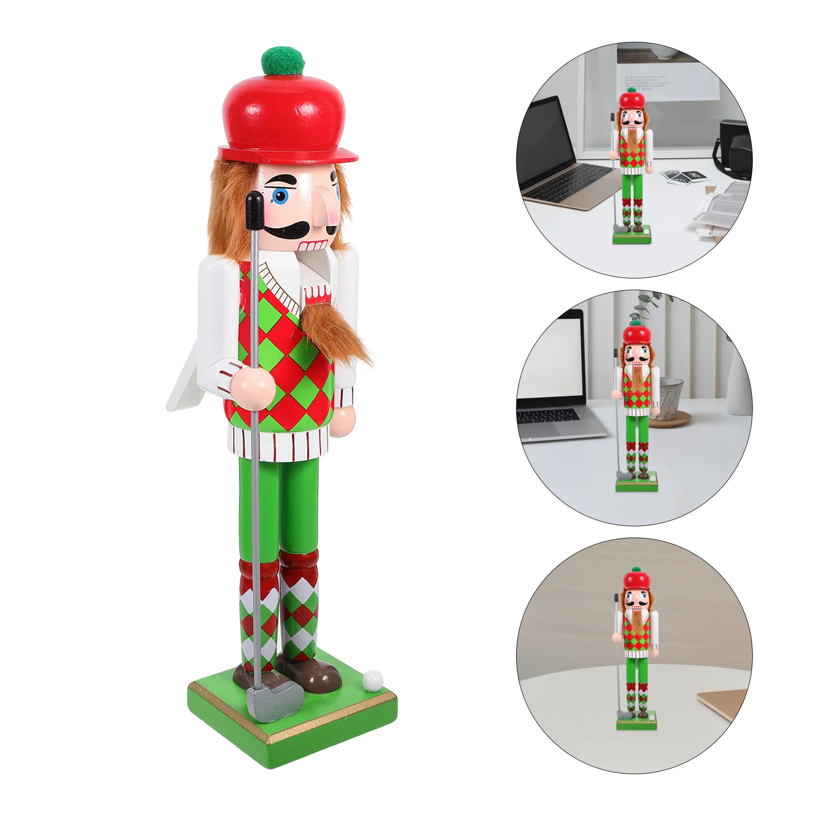 

Wooden Nutcracker Christmas Decoration Figure Traditional Xmas Decor Home Holiday Ornament Desktop Sculpture