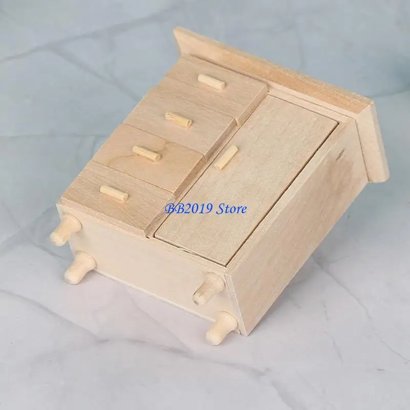 Q0KB Chestnut Brown Mini Storage Cabinet With 4 Drawers Perfect For Dollhouses Accessories