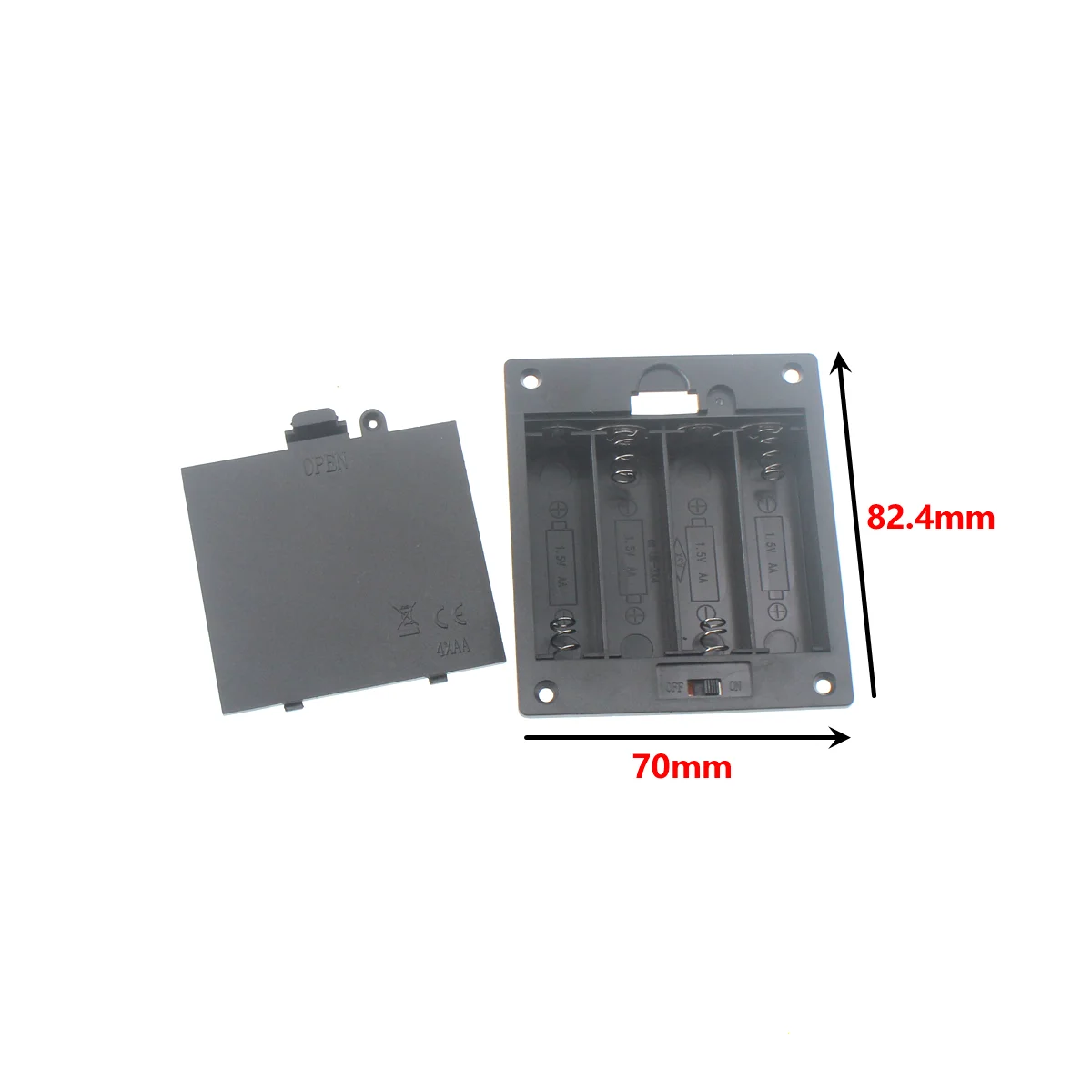 AA Square battery box AA Four three two five embedded battery base with cover switch with timing tape clock