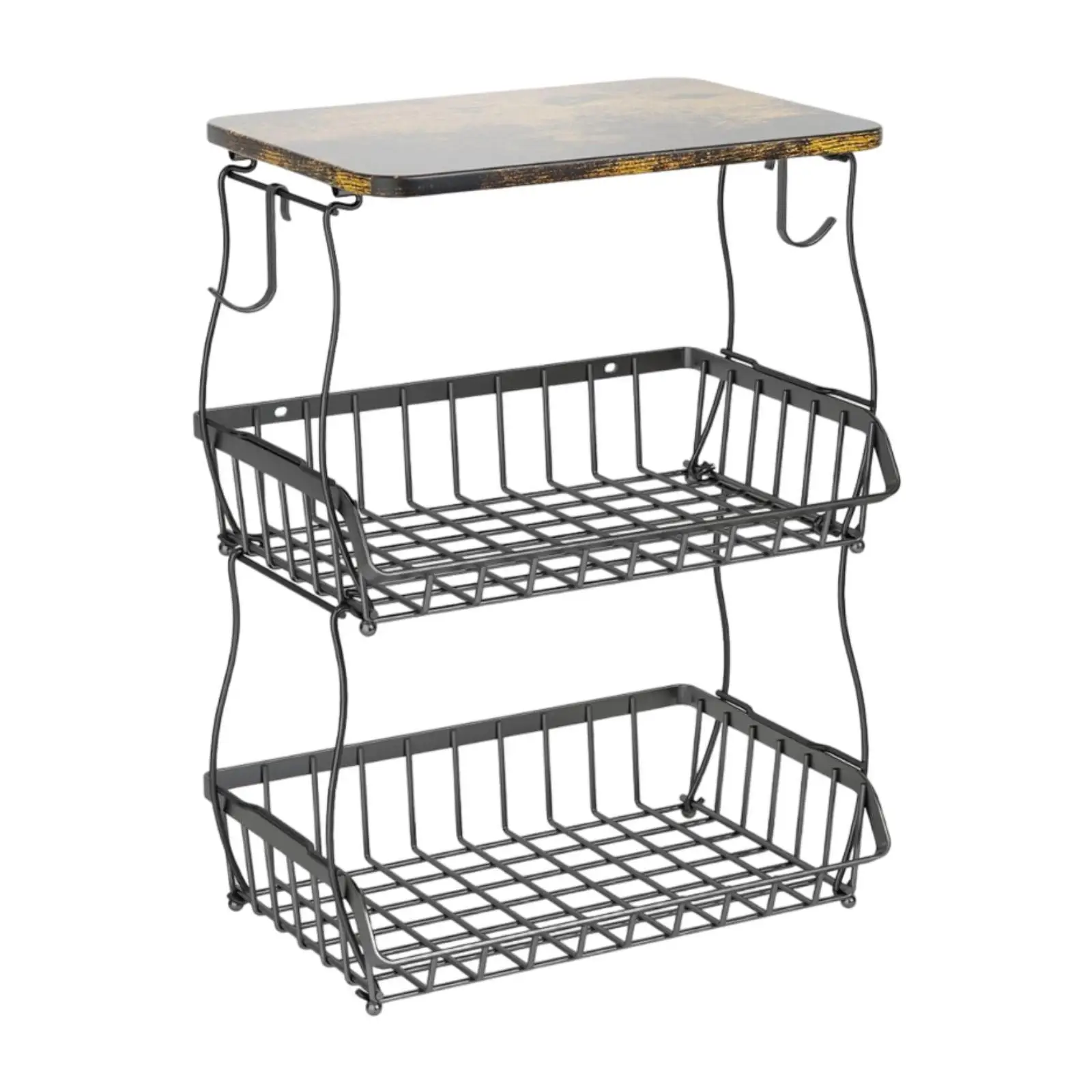 

Vegetables Basket with Banana Rack Space Saving Fruit Storage Rack for Party