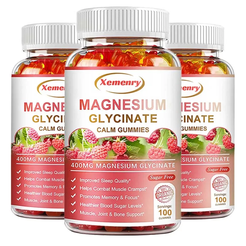 

Magnesium Glycinate Gummies - Calm, Promotes Sleep, Memory Concentration, Supports Nerve, Muscle, Bone and Heart Health
