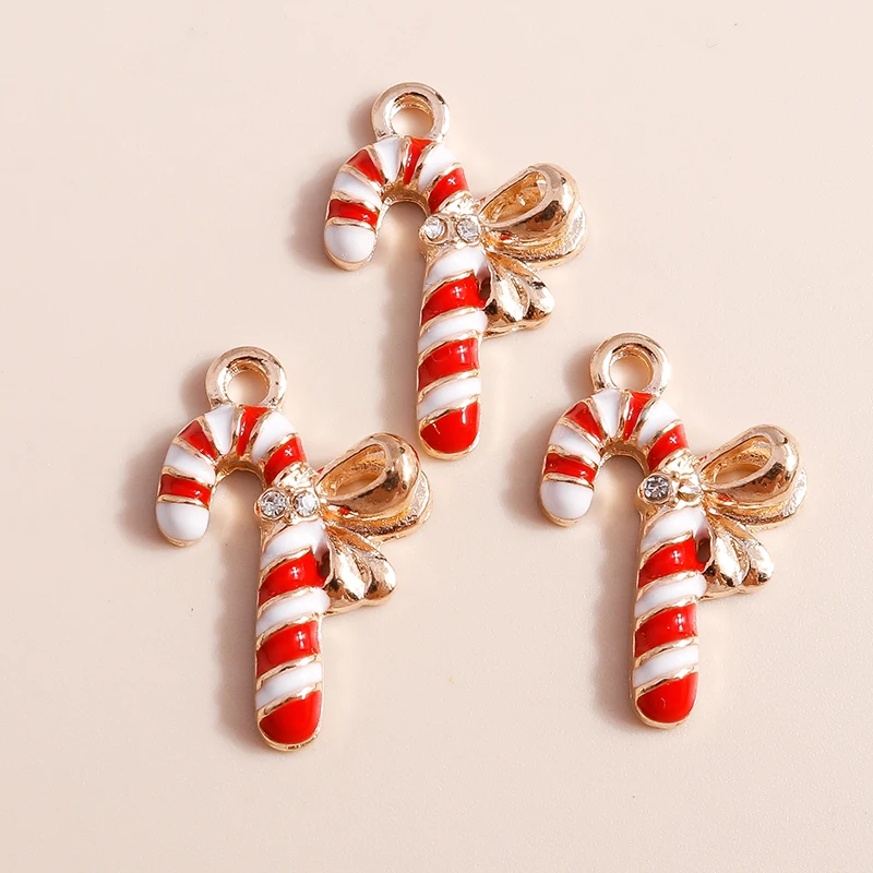 10 Stück Mix Emaille Weihnachtsanhänger für Schmuckherstellung Weihnachtsmann Baum Hirsch Hut Charms Anhänger für DIY Halsketten Ohrringe Geschenke – Detail 15
