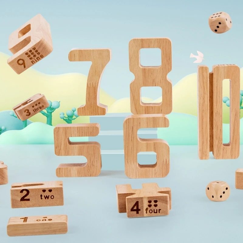 Puzzle impilabile in legno Attività educative Giocattolo per 3 + anni Blocchi impilabili Regalo per bambini D5QF