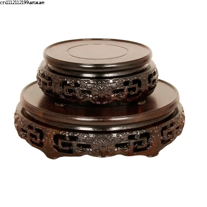 Premium Ebony Flower Pot Tray Vase Holder Plant Base Bonsai Wooden Rack Home Garden Decorations Coffee Tea Sets Pedestal