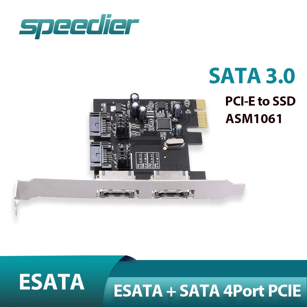 

PCI-E To SSD Hard Drive SATA 3.0 Expansion Card ASM1061 Chip ESATA Four Port 6GBps SA-078