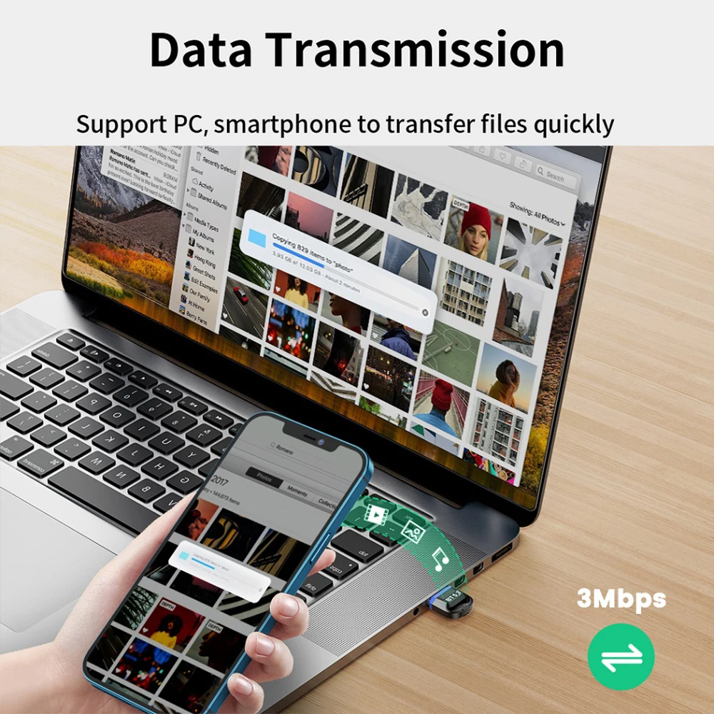 USB Bluetooth Adapter Bluetooth 5.4 Receiver PC Dongle for Speaker, Mouse, Keyboard, Music Audio Transmitter Portable