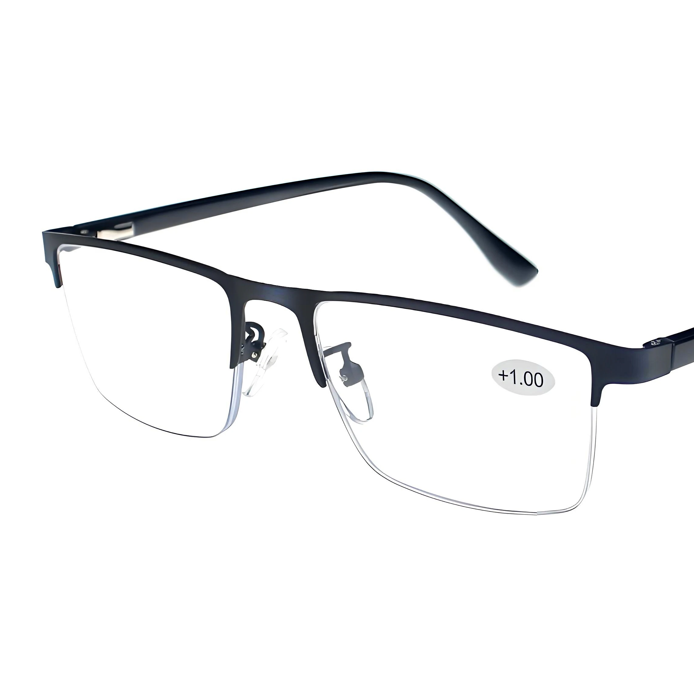 

Metal Frame Reading Glasses for Men & Women Semi-Rimless Design +100 to +350 Degrees Lightweight & Durable