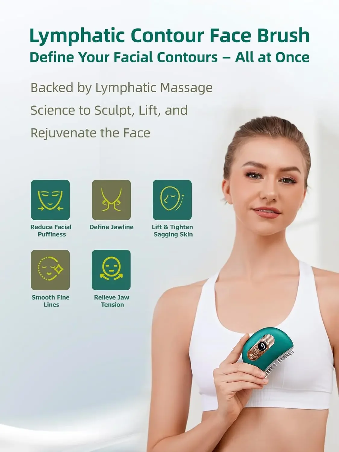 Contour Face Brush – Face Massager for Lymphatic Drainage, Double Chin Reducer, and Facial Sculpting – Gentle
