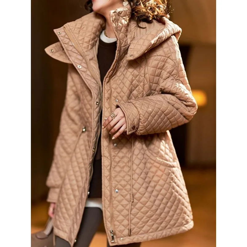 2023 New Women Cotton Coat Winter Jacket Female Relaxation Parkas Thin Temperament Outwear Large Size Medium Style Overcoat