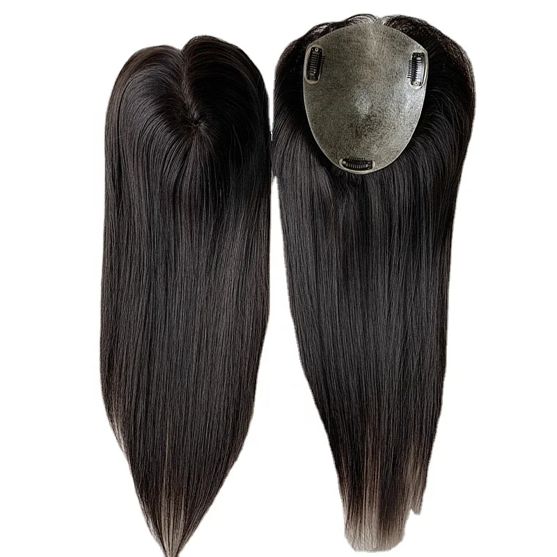 Wholesale Price Size 5x6.5inch Virgin Brazilian Hair Skin Toupee Natural Black Color 100 Remy Human Hair Topper