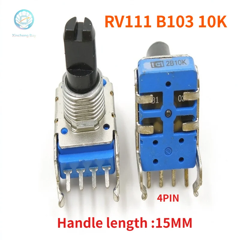 10pcs/lot  RV111 amplifier potentiometer B103 potentiometer half handle 10K 4-pin with bracket handle length 15MM