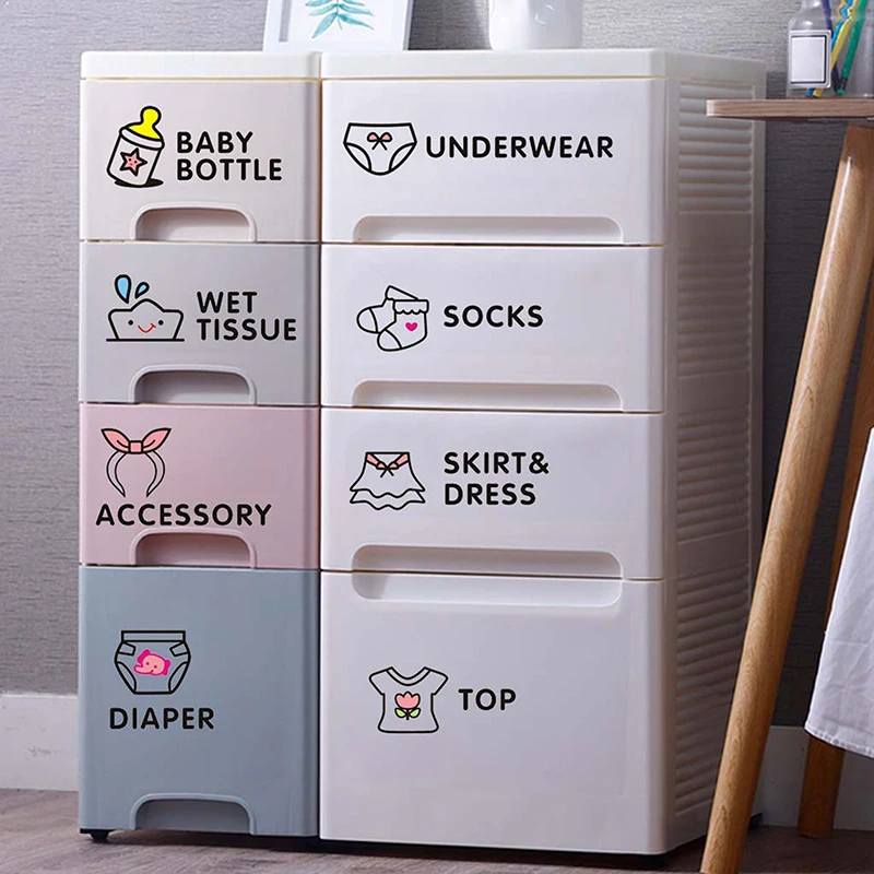 [MOA]Baby Clothes Stickers Home Decor Wardrobe Sticker Decal Bedroom Classification Cartoon Stickers[MOA]
