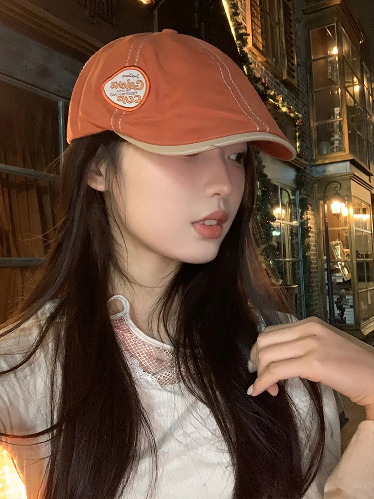 American Retro Beret Hat for Women Summer Versatile Large Head Size Korean Style Face Slimming Newsboy Cap Casual round Top