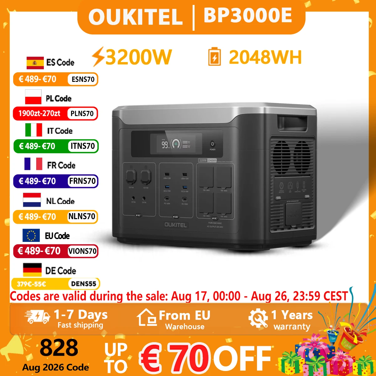 BP3000E Tragbare Powerstation 3200W 2048Wh LiFePO4 Batterie Solargenerator …