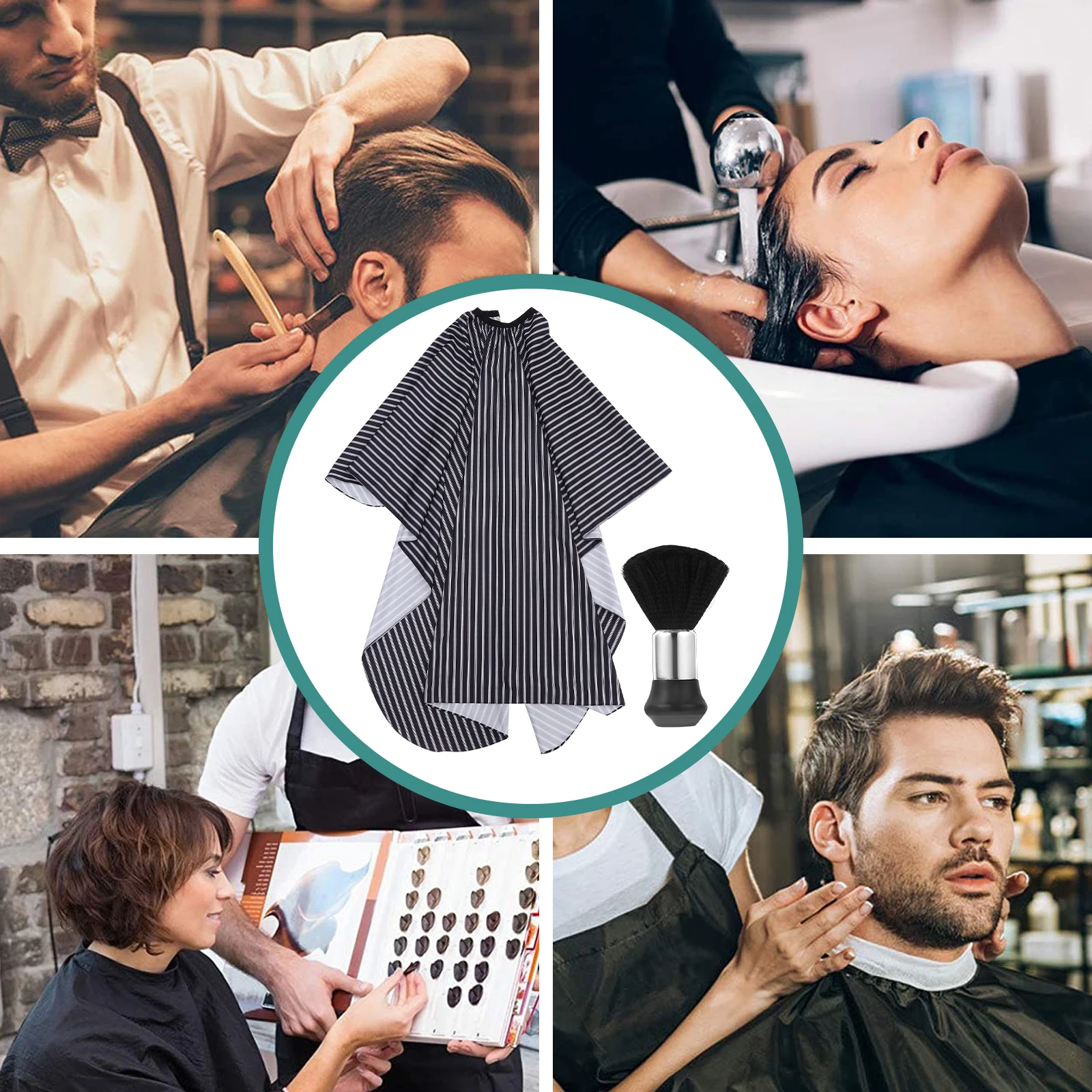 

1 set 1 Set Barber Cape Hair Styling With Neck Duster Brush Anti-Static Hairdresser Cape For Salon Home Use Barber Accessories