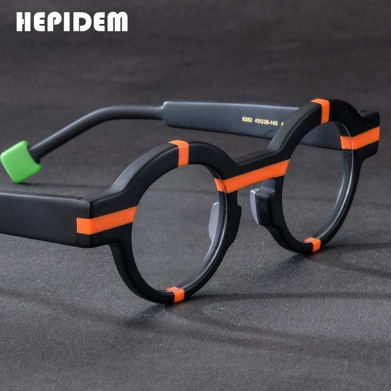 HEPIDEM okulary octanowe damskie oprawki Oversize duże okrągłe okulary japońskie ręcznie robione okulary grube okulary 9282