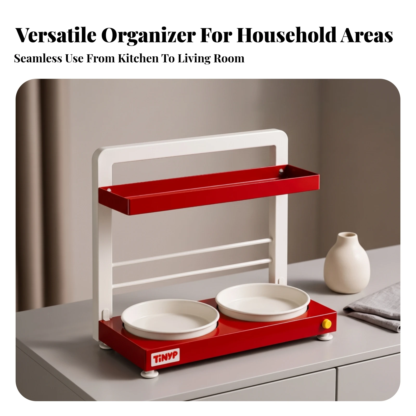 Countertop Organizer with Rotating Trays Metal Two-Tier Storage Rack Countertop Shelf Organizer Sturdy Long-Lasting