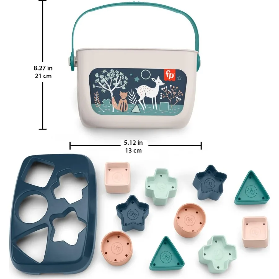 FisherPrice Stacking Toy Babys First Blocks Set of 10 Shapes for Sorting Play for Infants Ages 6+ Months Navy Fawn Amazon Exclu