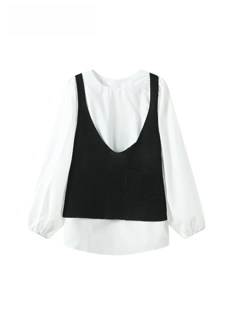 

Свободная женская блузка с длинным рукавом и круглым вырезом, повседневный дизайн, для больших размеров, осенний сезон, удобная и модная.