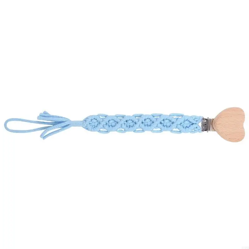 

Cotton Rope Soother Chain with Heart Clip Charm, Handmade Woven Soother Clip Strap Baby Pacifier Chain for Soothing L8RB