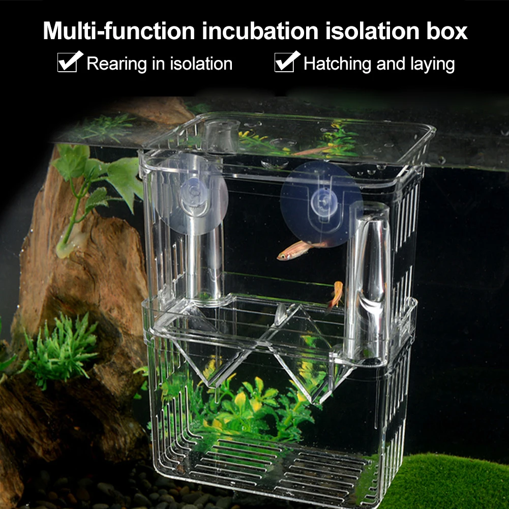 Double-Deck Clear Fish Breeding Isolation Box Aquarium Breeder Fish Tank Hatching Incubator Fish House Home