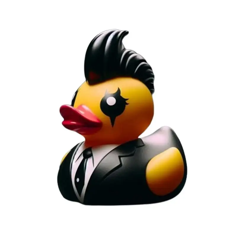 Punk Duck Figurines Punky Small Duck Statue Cool Cartoon Resin Duck Statue Decorative Horror Collectible For Desktop Nightstand